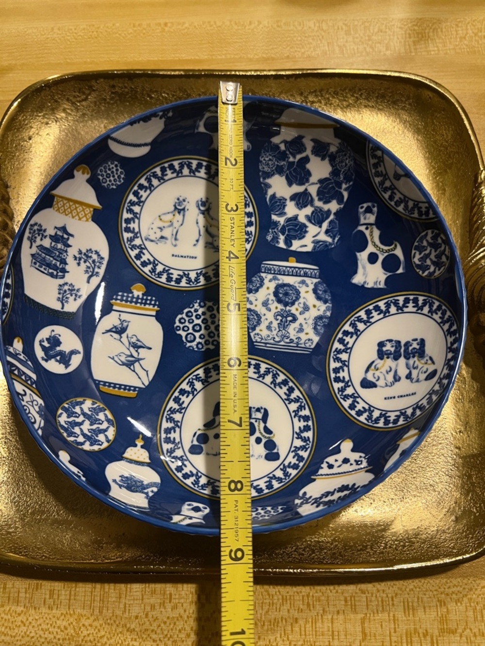 #17385**Blue & White Decorative Dog Motif Ceramic Bowl - Home Art - Picture 6 of 11